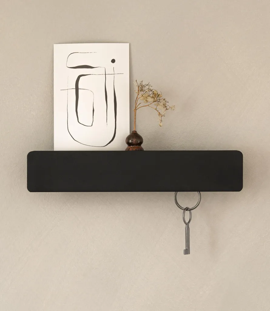 Porte-clés Kian en métal minimaliste avec tablette intégrée - Noir
