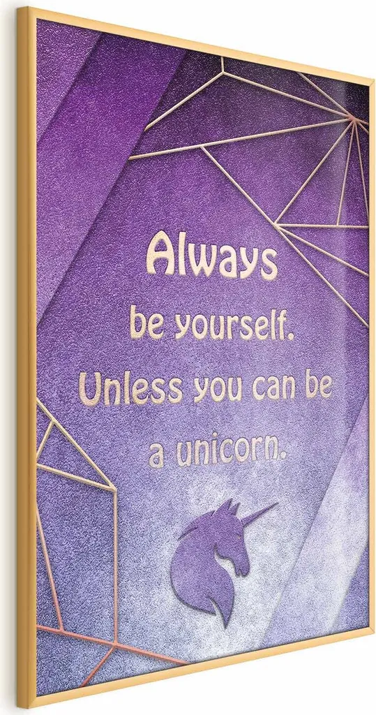 Poster Motivazionale Be Yourself 60x90 con Raffinata Cornice Oro