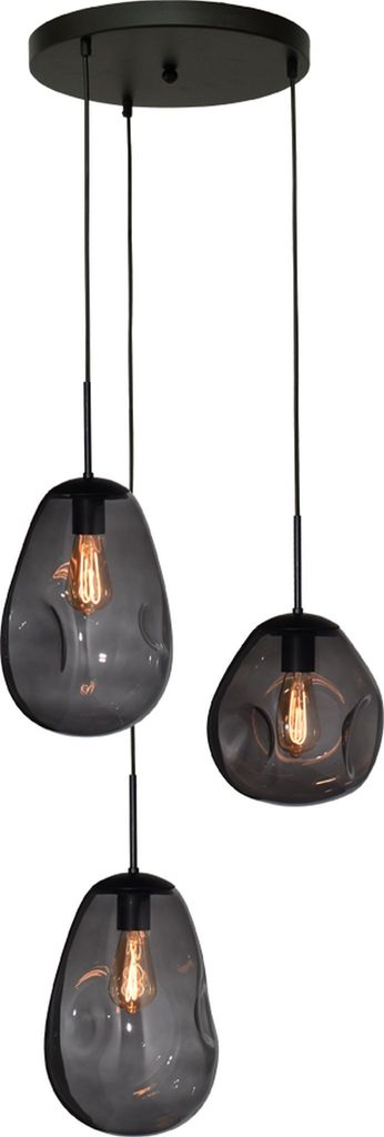 masterlight Pendelleuchte Lava 3-flammig Glas Grau 40x40cm