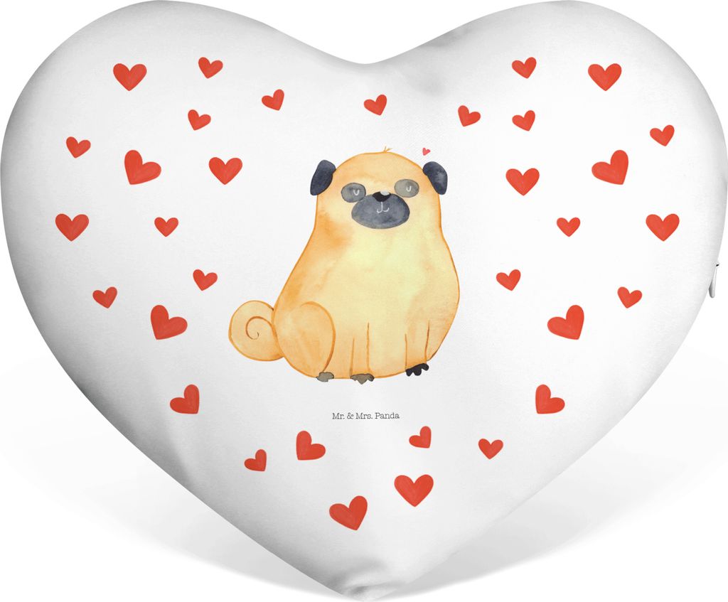 Mr. & Mrs. Panda Sofakissen Mops - Weiß - Geschenk, Sprüche, Liebeskissen, Liebe, Kuschelkissen, Hund, Knuffig, Hundeliebe, Kissen Herz, Dekokiss...