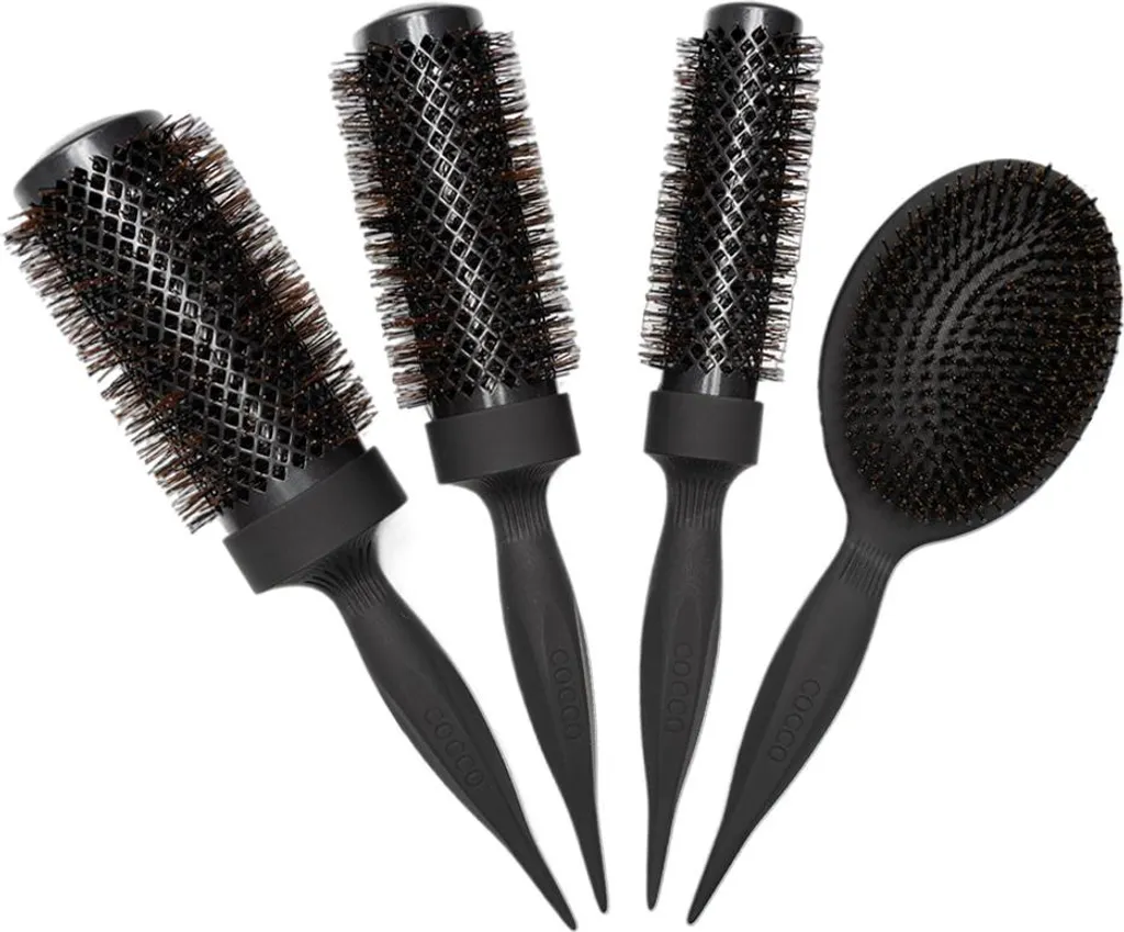 Kit brosses Cocco Aura Noir 4pcs pour brushing et lissage quotidien