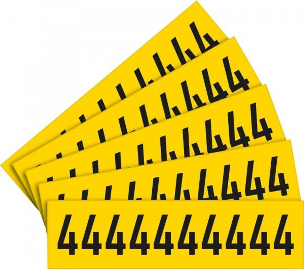 Dreifke Aufkleber I Selbstklebende Ziffer 4, gelb/schwarz, Folie, Schrifthöh...