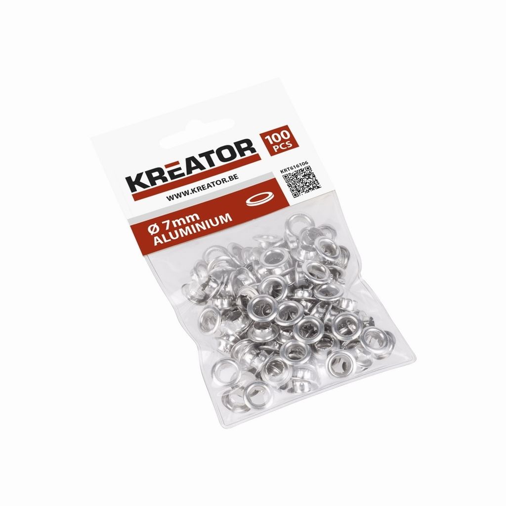 Kreator Ösen Silberfarben 100 Stück ø 7 mm Eylets Ringösen Ösensortiment - Aluminium-Ösen ø 7 mm