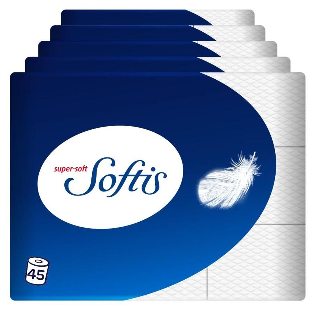 Softis, 45 Rollen (5 x 9 Einzelpackungen) Toilettenpapier, Produktbild 