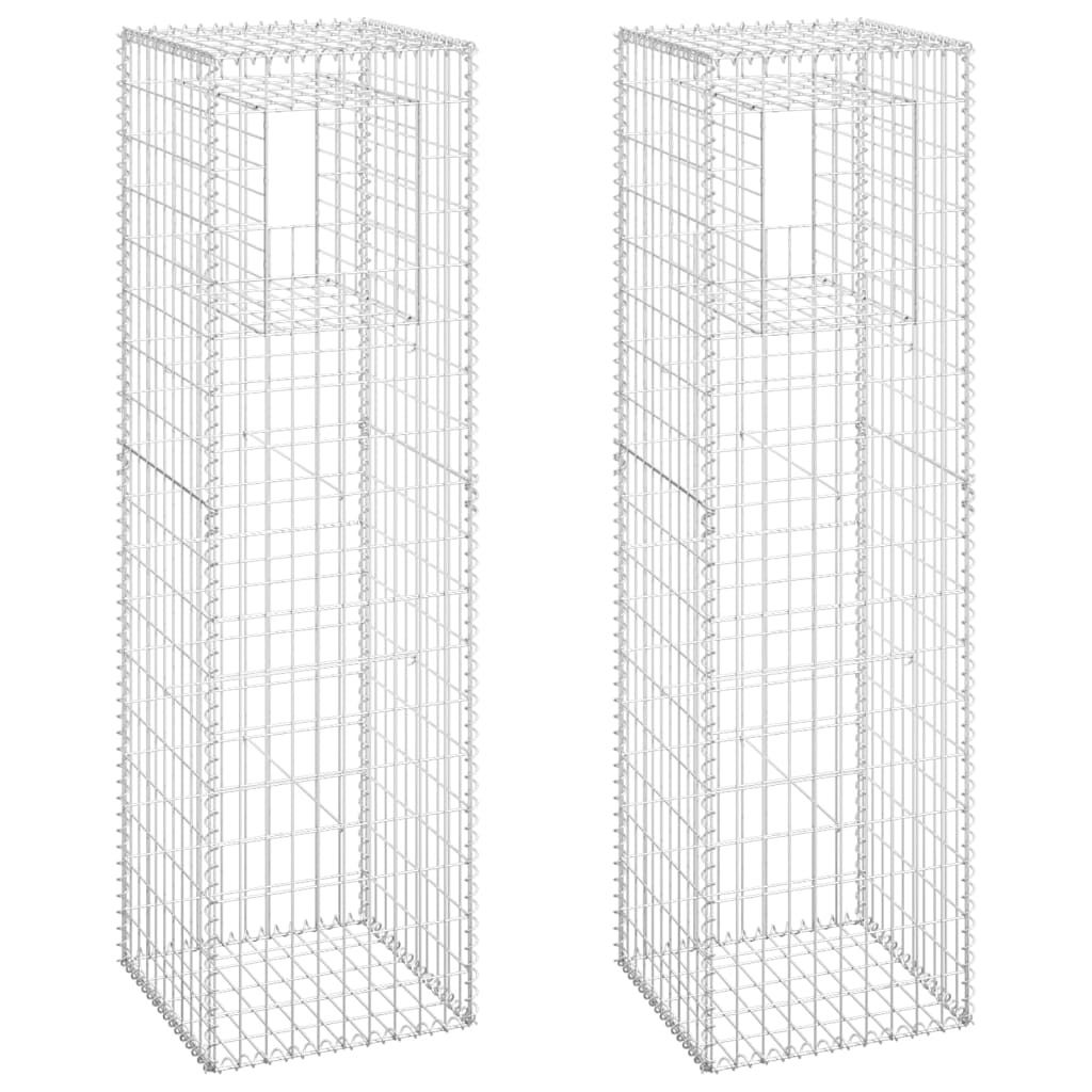 vidaXL Gabionensäulen 2 Stk. 50x50x180 cm Eisen