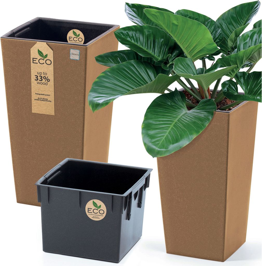 Blumentopf Dekotopf Hoher Topf 19,5 cm Pflanztopf Für Das Haus, Den Garten ECO Wood Braun