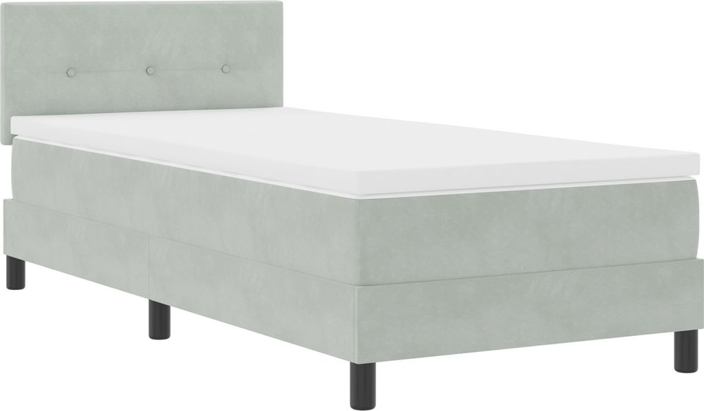 2025 Moderne Bettrahmen, Boxspringbett mit Matratze Hellgrau 100x200 cm Samt - Klassische Betten Hommie37572