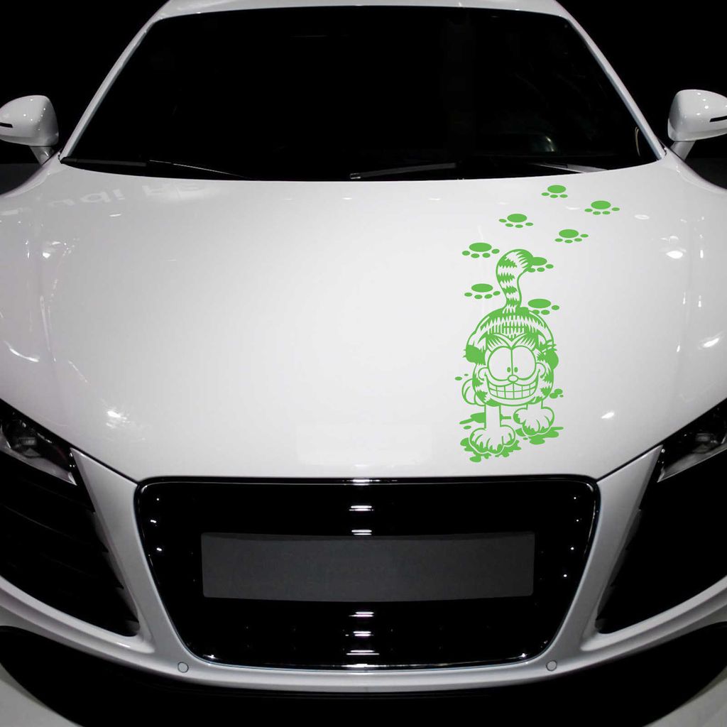 Aufkleber - Autoaufkleber "Comic Kater" 90cm x 54cm lindgrün - Tuning Carystyling Heckscheibe Auto