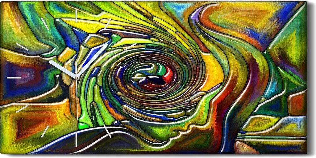 Wanduhr Uhr Wandbild Leinwand 60x30 Foto geometrische Produktbild 