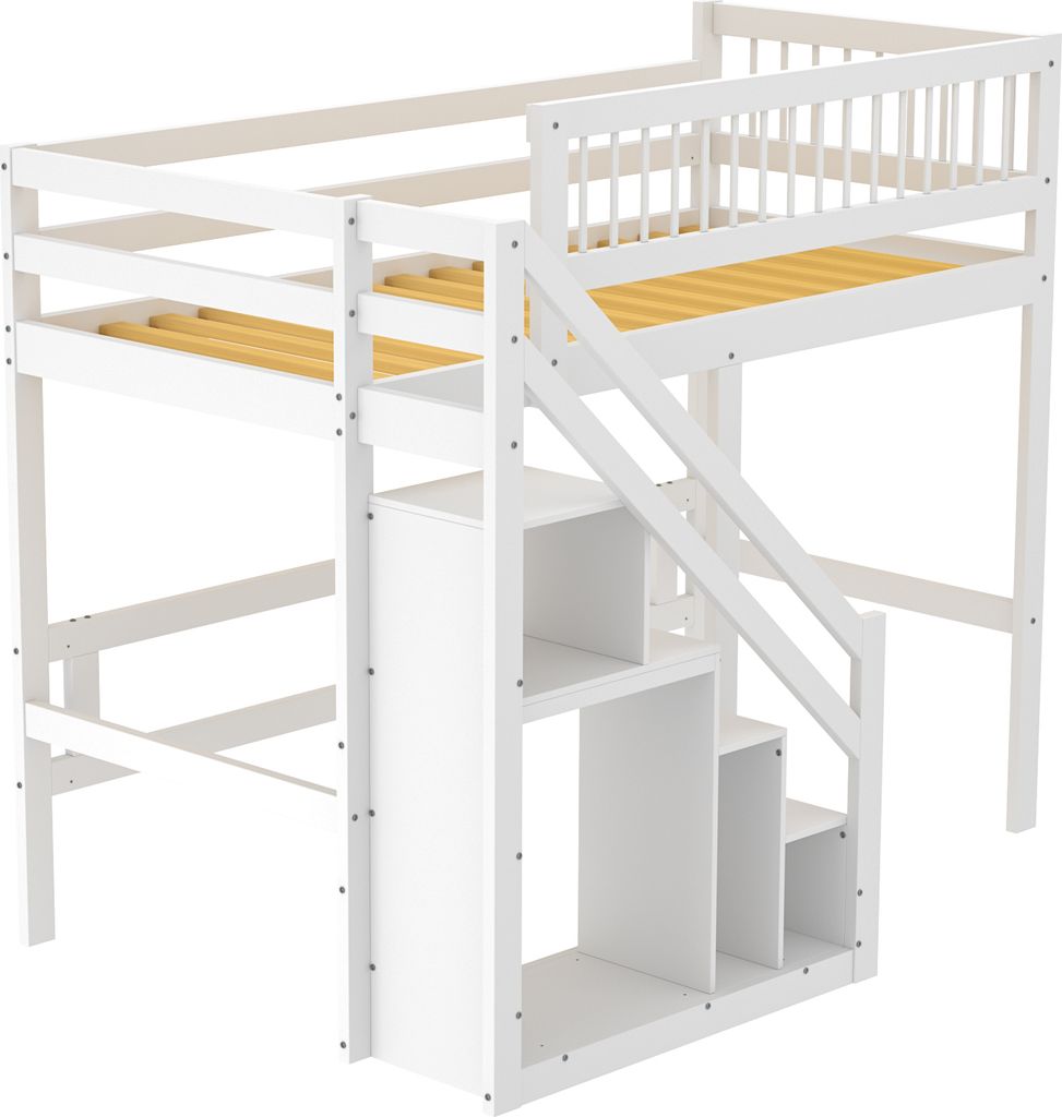 Merax Etagenbett 90x200cm mit Treppe und Stauraum, Hochbett Produktbild 8