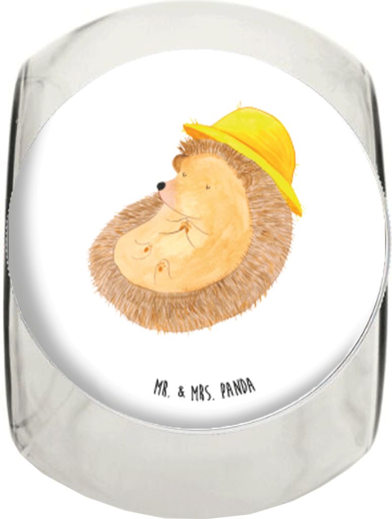 Mr. & Mrs. Panda Lebensmittelbehälter Igel Beten L 870ml - Weiß - Geschenk, Sonnenhut, Dekoglas, glasbehälter, Genießen, Teedose, Kaffeedose, A...