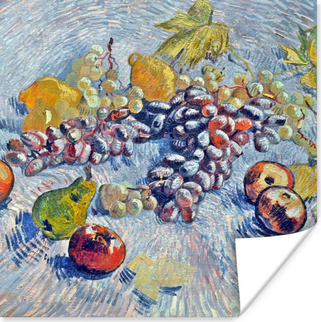 MuchoWow Poster Weintrauben, Zitronen, Birnen und Äpfel - Vincent van Gogh 75x75 cm - Wand Dekoration