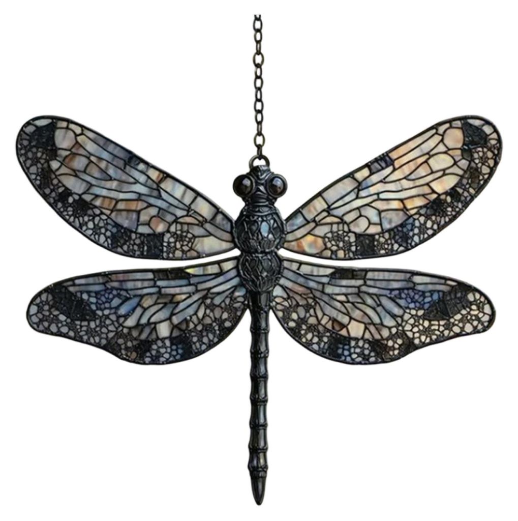 Libellen-Sonnenfänger aus Acryl, Buntglas-Effekt, böhmische Fensterdekoration, 20 cm, für drinnen und draußen, Garten, Geschenkidee für Mütte...