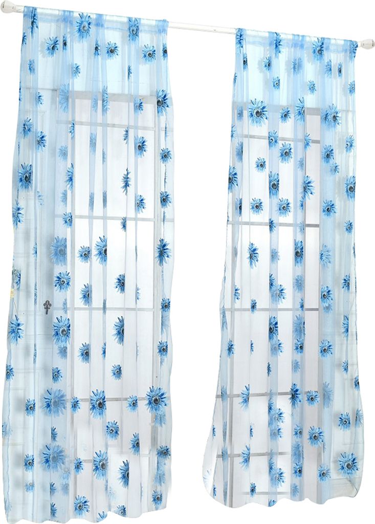100x200 cm bloße Sonnenblumenvorhang Panel Wohnkultur Raumteiler Valance Drape-Blau