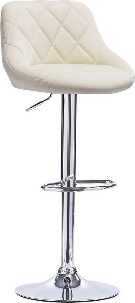 Sgabello da bar Memo – Designer – Con schienale – Ergonomico – Regolabile in altezza 60–82 cm – Pelle finta – Crema – Cucina e bar – 1 pezzo