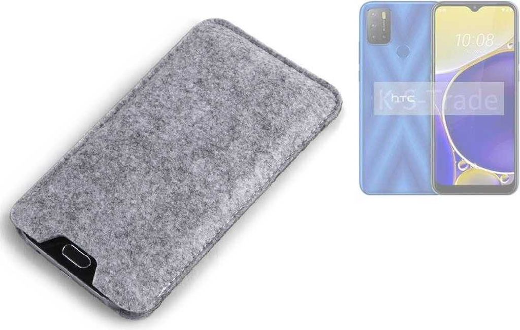 K-S-Trade Filz Handyhülle kompatibel mit HTC Wildfire E2 Play Schutzhülle Filztasche Filz Tasche Case Sleeve Handy Hülle Filzhülle grau