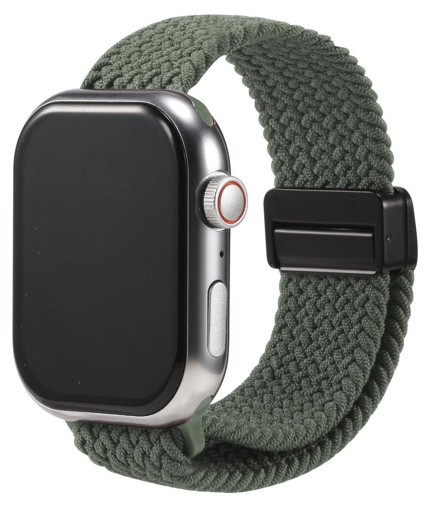 Nylon Loop Ersatzarmband für Apple Watch 1 2 3 4 5 6 7 8 9 10 11 SE 1 2 3 Ultra 1 2 3 mit 42/44/45/49mm Gehäuse Geflochtenes Textilarmband Olivgr...