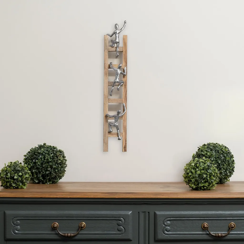 Statue Murale Design en Bois Moritz - Sculpture Moderne pour Salon 58cm