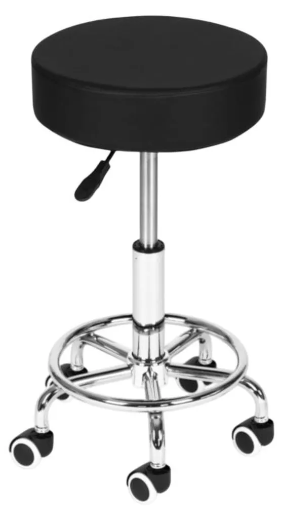 Tabouret de bureau ergonomique pivotant avec repose-pieds et roulettes