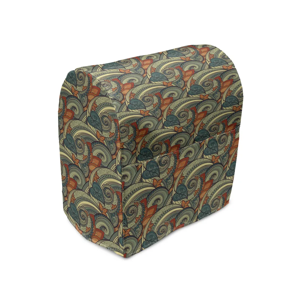 Housse Mixeur avec Poches de Rangement Vert Avocat Style Ethnique Chic