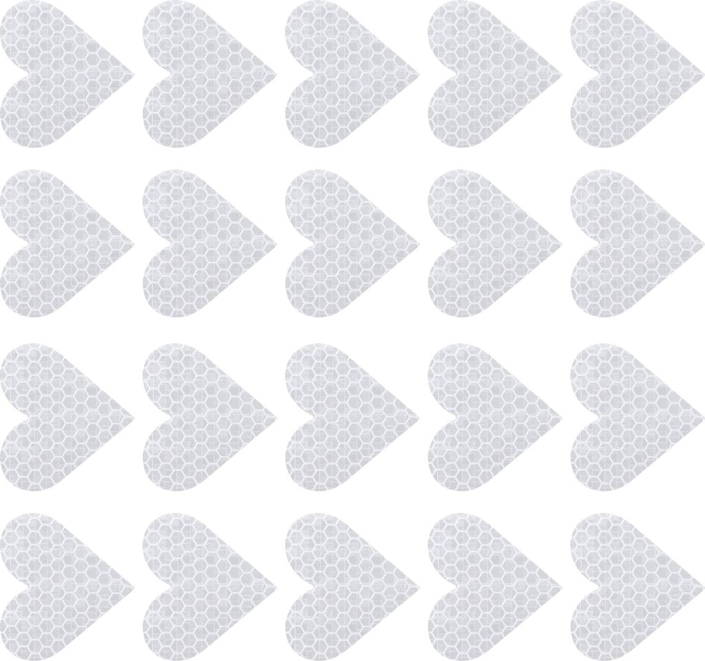 20 Stück reflektierende Aufkleber, herzförmig, universell für Autos, PET, weiß