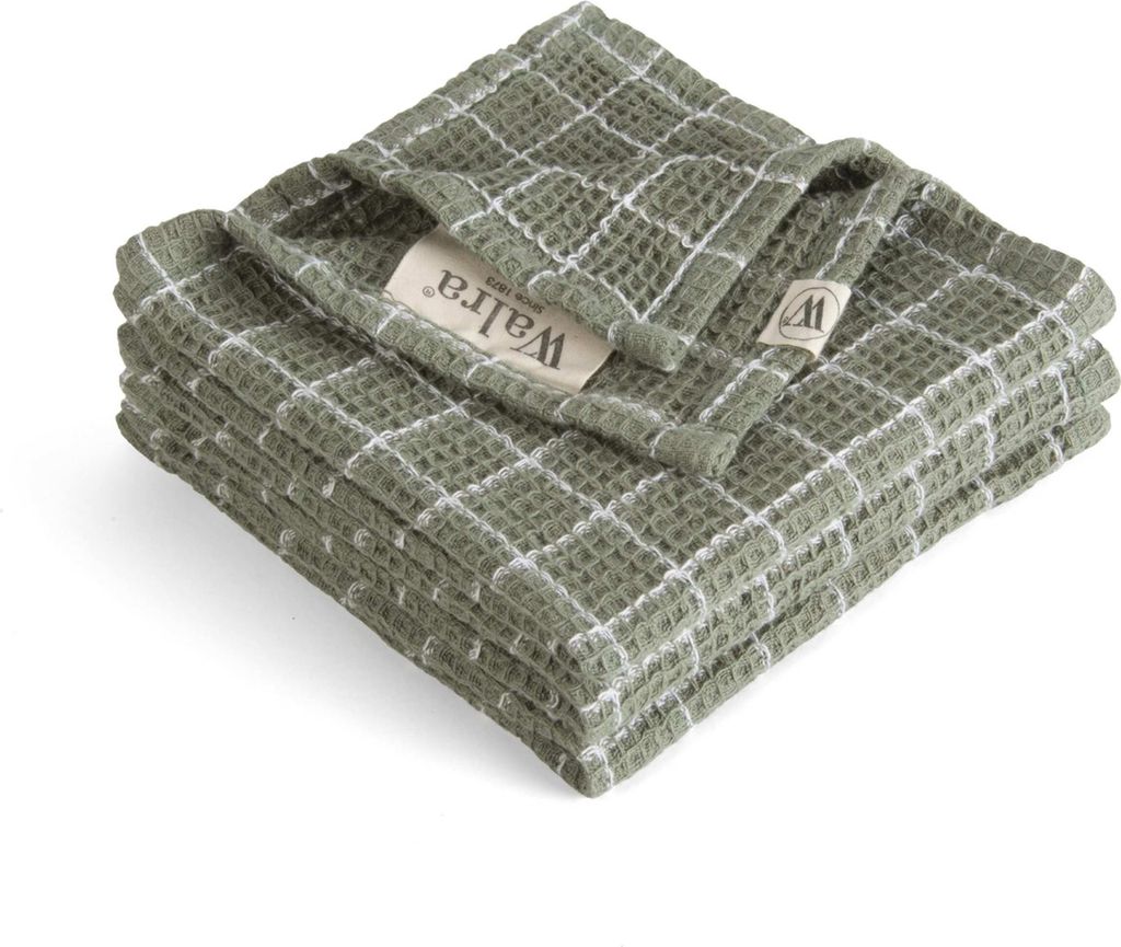 Walra Geschirrtuch Dry with Cubes Armeegrün - 3x 30x30 cm