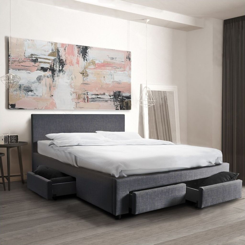 BETT LUGANO mit Schubladen/ Bett 140x190 - Dunkelgrau