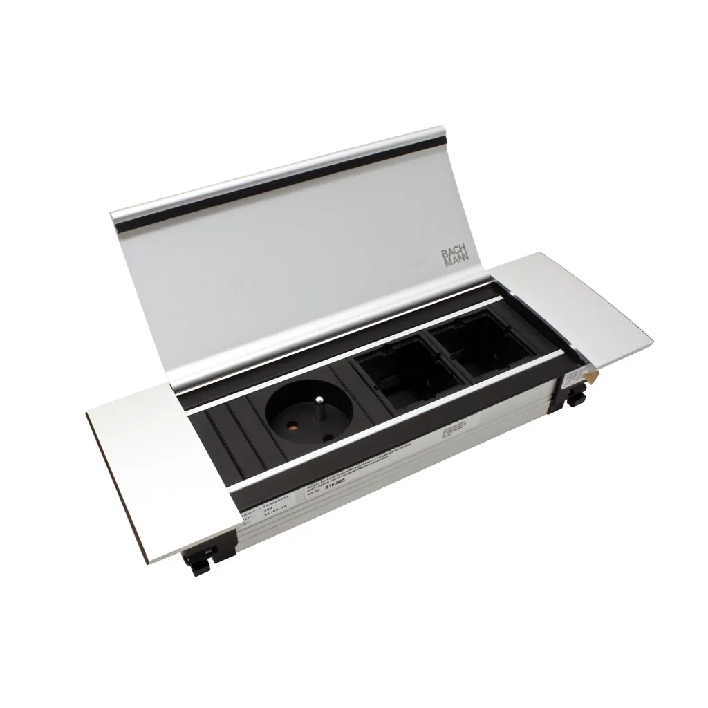 Couvercle Bachmann 915.500 Aluminium Noir pour Bloc Prises Power Frame