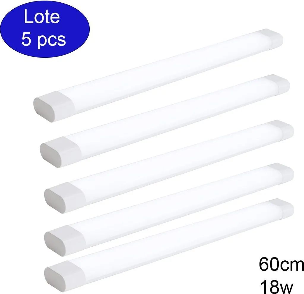 Lampade Lineari LED 60cm 18W Bianco Freddo - Kit Minimal 5 Pezzi