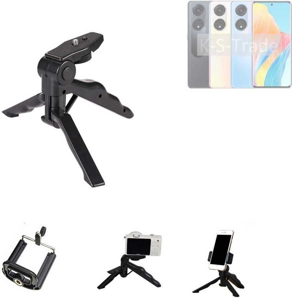 K-S-Trade Stativ Tisch-Ständer Dreibein Handy-Stativ Ständer kompatibel mit Oppo A1 5G Mini-Stativ Smartphone Tripod Handy-Stativ aus Plastik