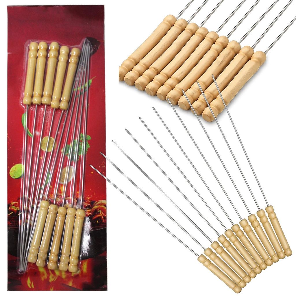 Grilovací špízy na šašlik kovové jehly na gril nerezové BBQ Obrázek produktu 