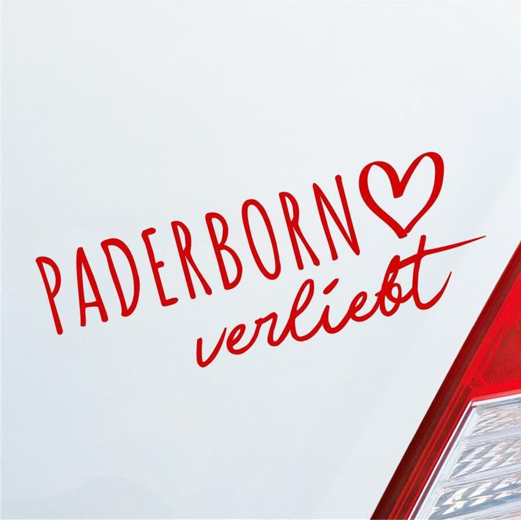 Auto Aufkleber Paderborn verliebt Herz Stadt Heimat Liebe Car 19x7 cm Rot Sticker Heckscheibenaufkleber