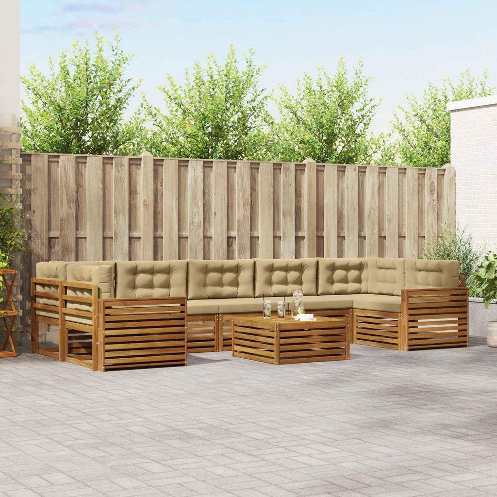 "Summerschlussverkauf"Outdoor-Sofagarnitur - CLORIS - Balkonmöbe/Sitzgruppe - mit Kissen 8 pcs - Moderne Design - Natur und Beige - Gartensofas DE...