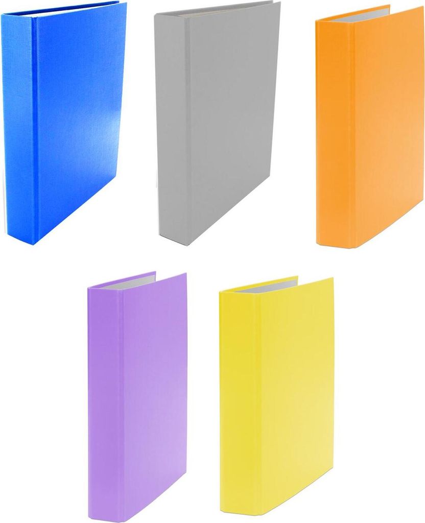 5x Ringbuch / DIN A5 / 4-Ring Ordner / je 1x hellblau, grau, gelb, lila, orange