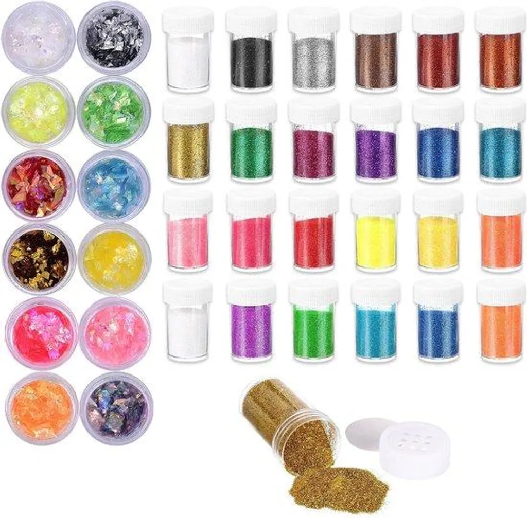 Kit paillettes 36 pots anti-gaspillage pour DIY et Nail Art créatif