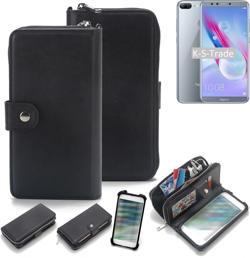 K-S-Trade 2in1 Handyhülle Schutzhülle kompatibel mit Huawei Honor 9 Lite & Portemonnee Cover Handy Hülle Case Etui Geldbörse Wallet Bookstyle