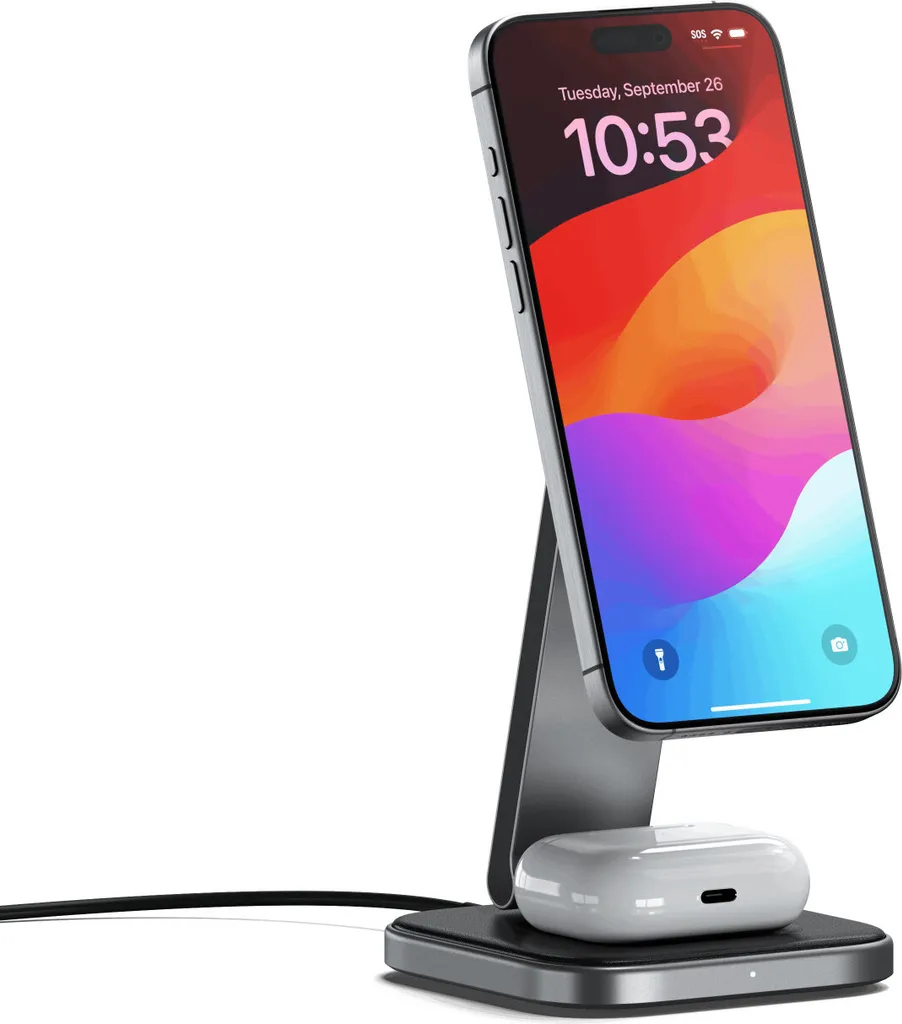Satechi Support de Charge Sans Fil Qi2 Pliable 15W avec Connecteur USB-C