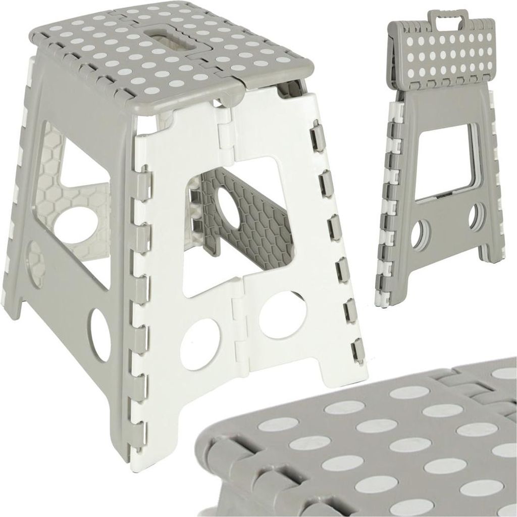Tabouret pliant antidérapant haut 39cm gris clair Image du produit 