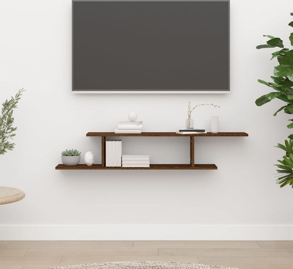 "im Angebot" TV-Wandregal Braun Eichen-Optik 125x18x23 cm Holzwerkstoff - Wandregale CC21311