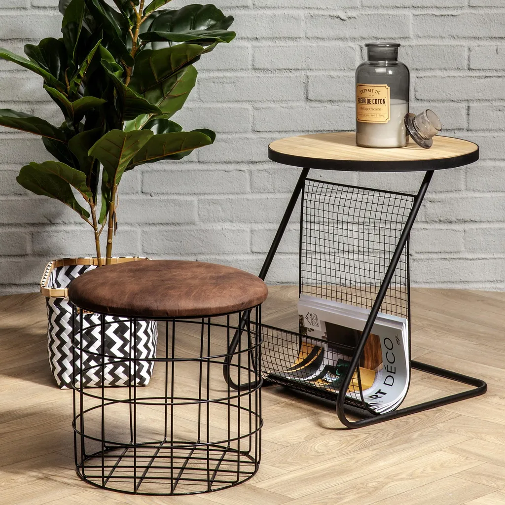 Table Ronde Range Revues Vintage en Bois d'Acacia - Modèle Horizon R30