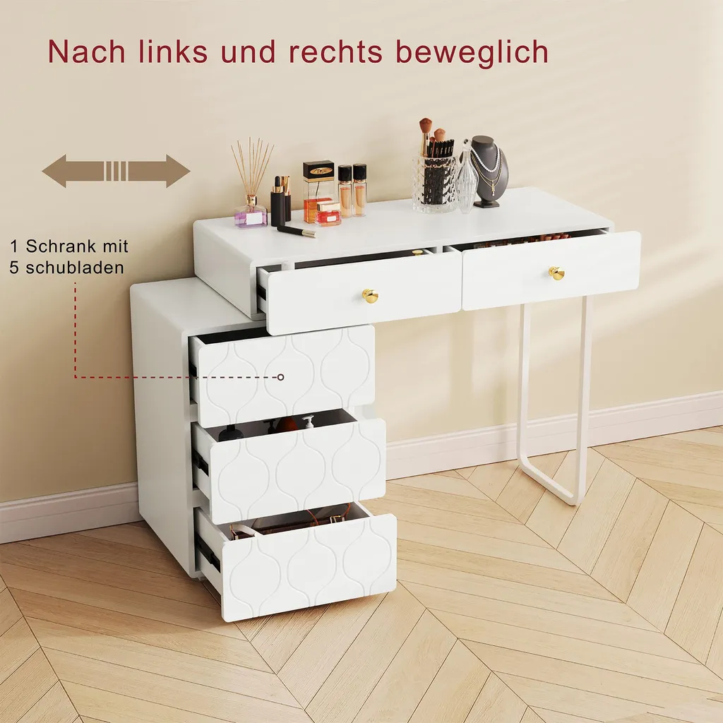 Coiffeuse 5 Tiroirs Blanche : Fini le Désordre avec ce Design Flexible