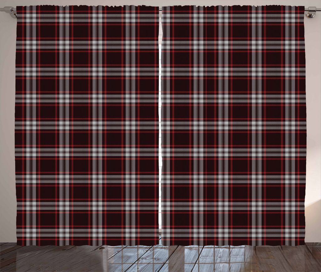ABAKUHAUS Plaid Rustikaler Gardine, Traditionelle schottische Geometry, Schlafzimmer Kräuselband Vorhang mit Schlaufen und Haken, 280 x 175 cm, Ve...