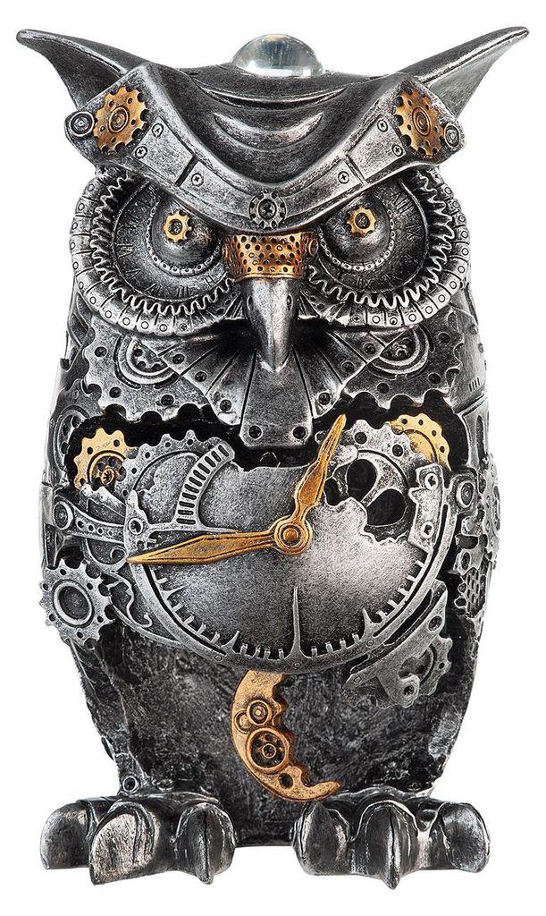 Figura decorativa, búho, "Búho Steampunk", resina, color Imagen del producto 
