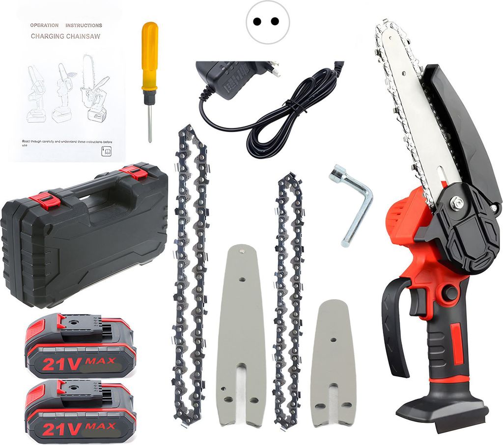 Mini reťazová píla 4"/6" - 21V batéria, akumulátorová, s 2 Obrázok produktu 