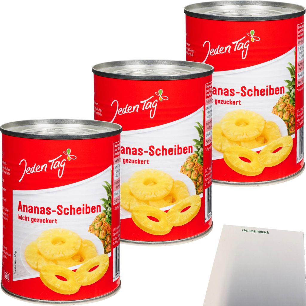 Jeden Tag Ananas Scheiben leicht gezuckert 3er Pack Produktbild 