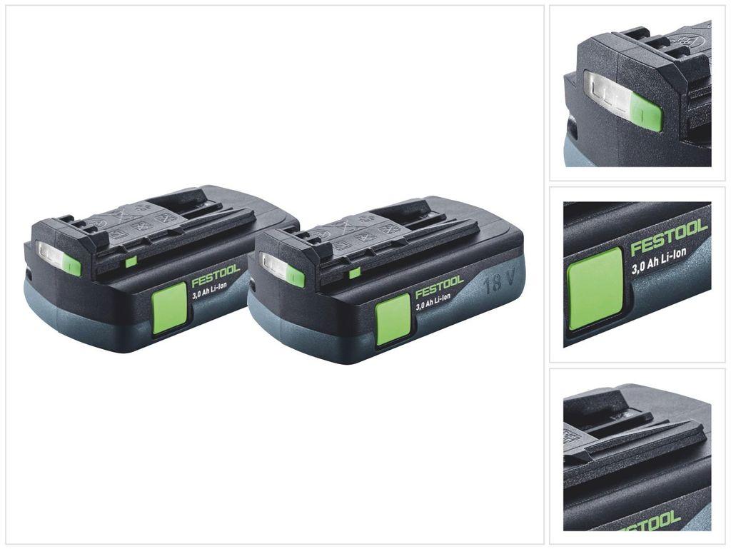 Batteria Festool 2x BP 18 Li 3,0 C Batteria 18 V 3,0 Ah / Immagine del prodotto 