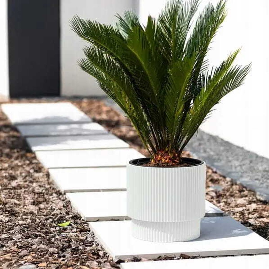 Weiß gestreifter Kunststoff-Blumentopf auf Bein 39,5x37,5 Produktbild 6