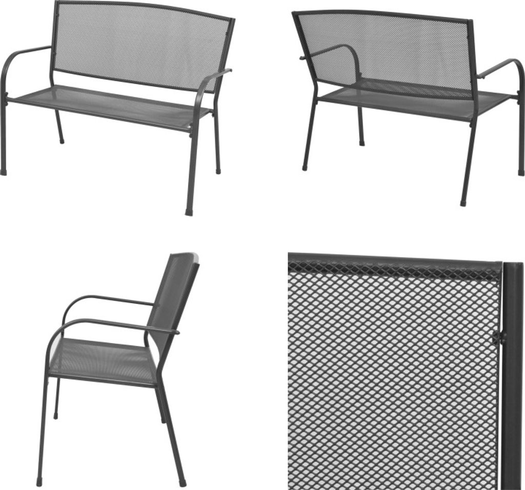 vidaXL Gartenbank 108 cm Stahl und Gitter Anthrazit - Gartenbank - Gartenbänke - Terrassenbank - Terrassenbänke
