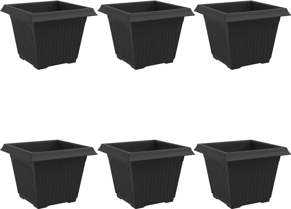 Quadratischer Blumentopf 6 pcs Schwarz 28,5 x 28,5 x 22 cm