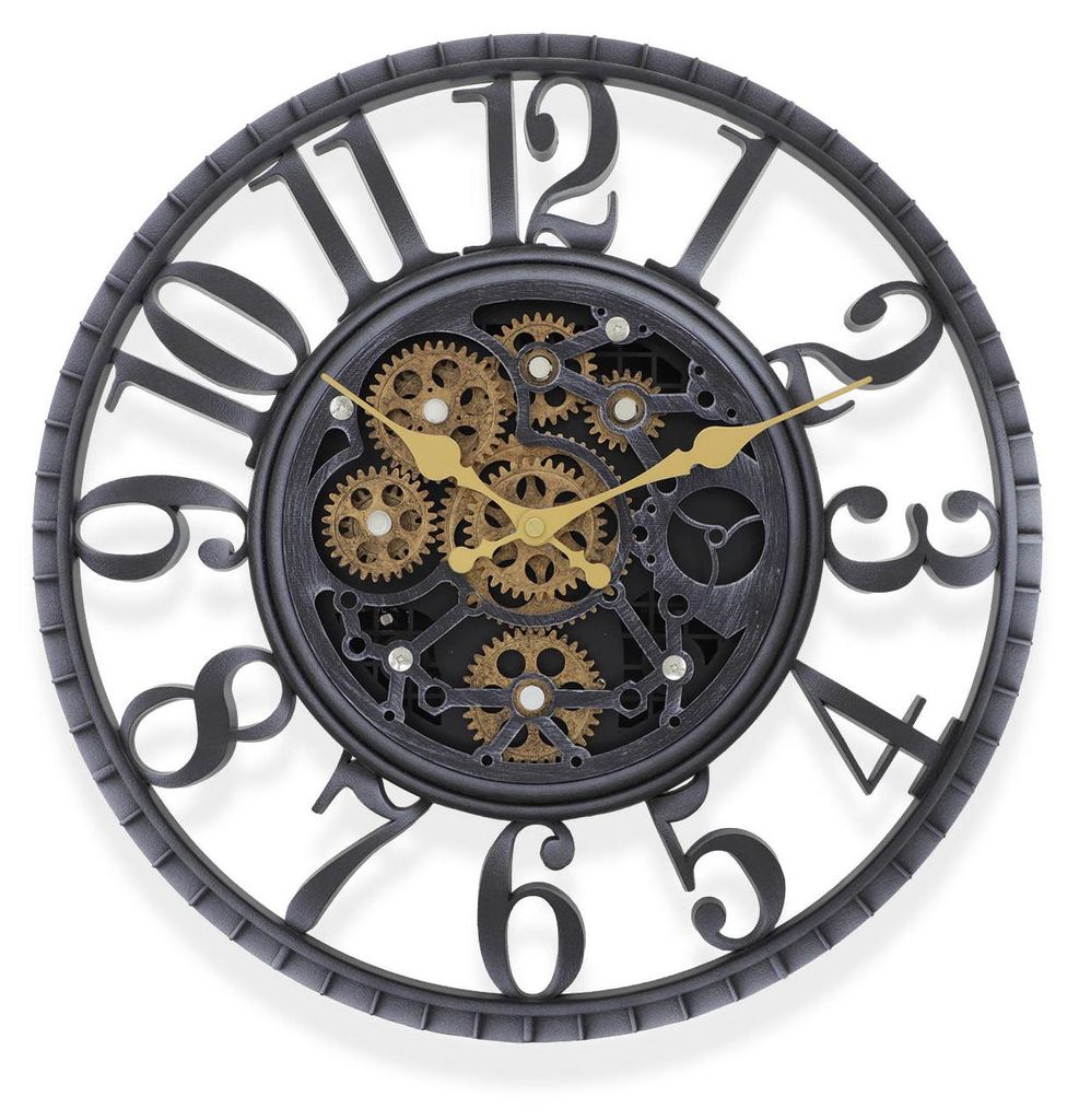 IvoQ Industrielle Wanduhr mit beweglichen Zahnrädern – Produktbild 